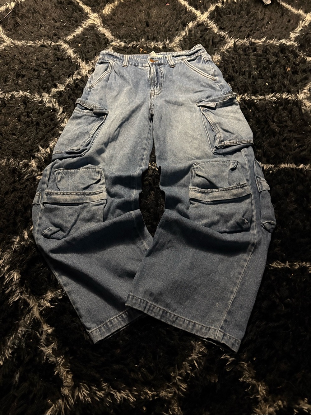 Women’s Light Forever 21 Blue Cargo Jeans - Relaxed Fit